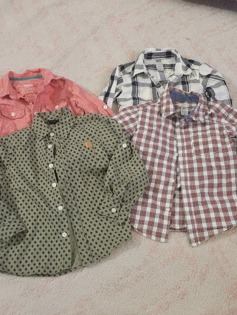Carter's Olive Green Diamond-Pattern Button-Down Shirt